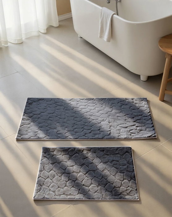 Mijölnir Juego de Alfombrillas de Baño Rabbit - Antracita (2 Piezas)